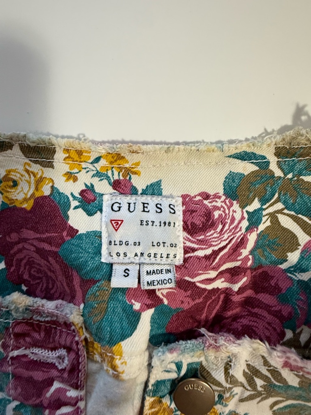 Guess Floral Tapestry Jacket in Pink, Green, Cream - Picture 9 of 9